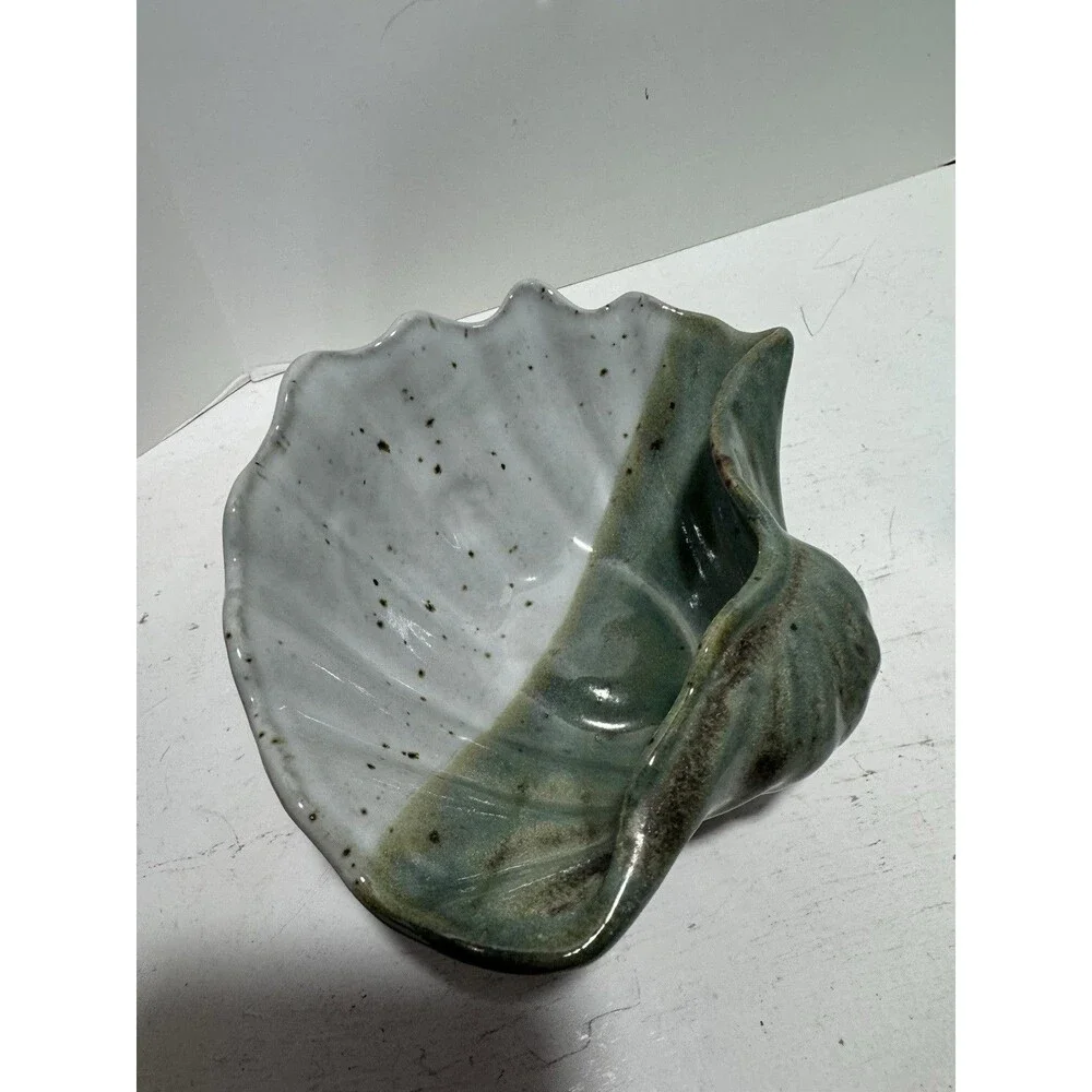 Signed Nedza Mid-Century Art Pottery Stoneware Shell Dish